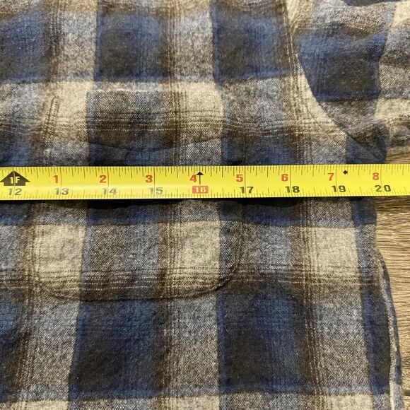 Pendleton Lodge Flannel Shirt Virgin Wool Mens Medium Blue Plaid Long Sleeve - Picture 6 of 7